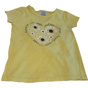 Girls 4T yellow Happy Sunflower printed short sleeve t-shirt. Yellow/white.